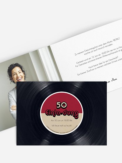 Einladung 50. Geburtstag Vinylplatte