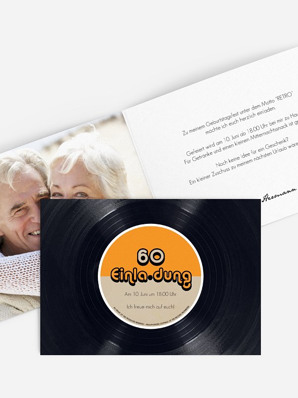 Einladung 60. Geburtstag Vinylplatte