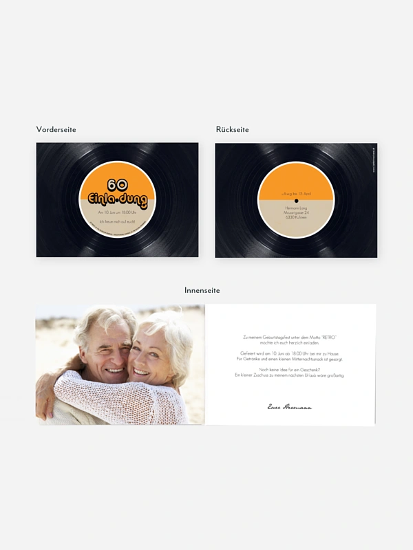 Einladung 60. Geburtstag Vinylplatte