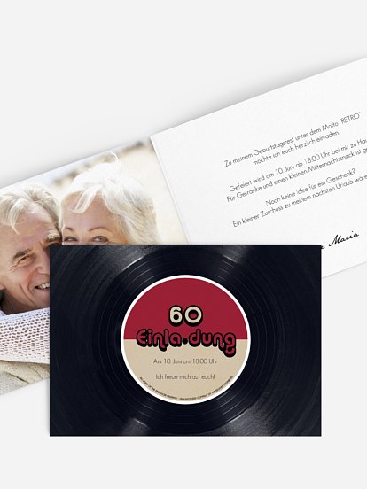 Einladung 60. Geburtstag Vinylplatte