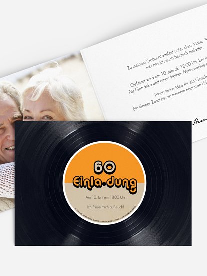 Einladung 60. Geburtstag Vinylplatte