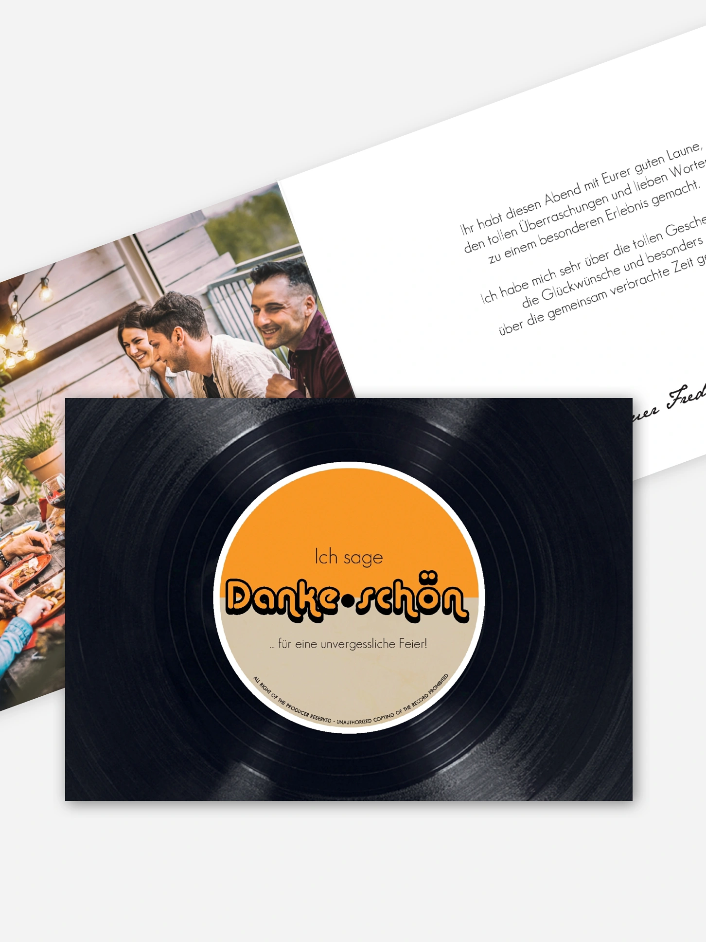 Dankeskarte Geburtstag Vinylplatte