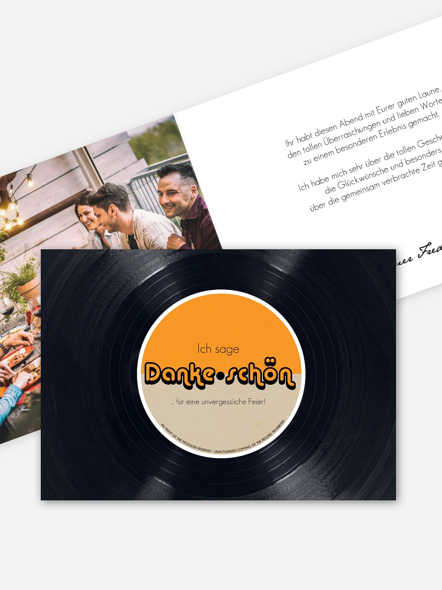 Dankeskarte Geburtstag Vinylplatte