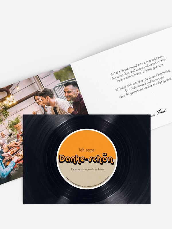 Dankeskarte Geburtstag Vinylplatte