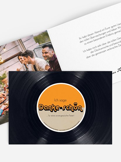 Dankeskarte Geburtstag Vinylplatte