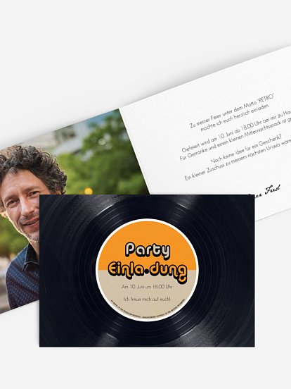 Partyeinladung Vinylplatte