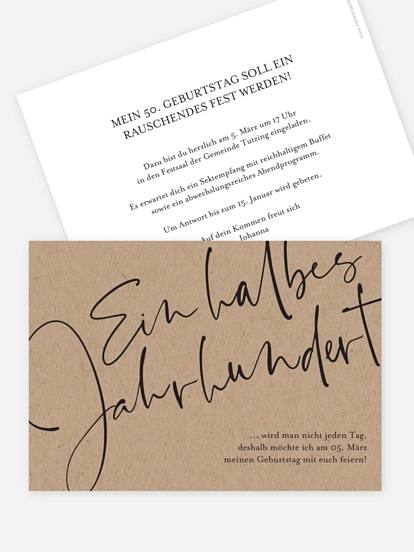 Einladung 50. Geburtstag Halbes Jahrhundert