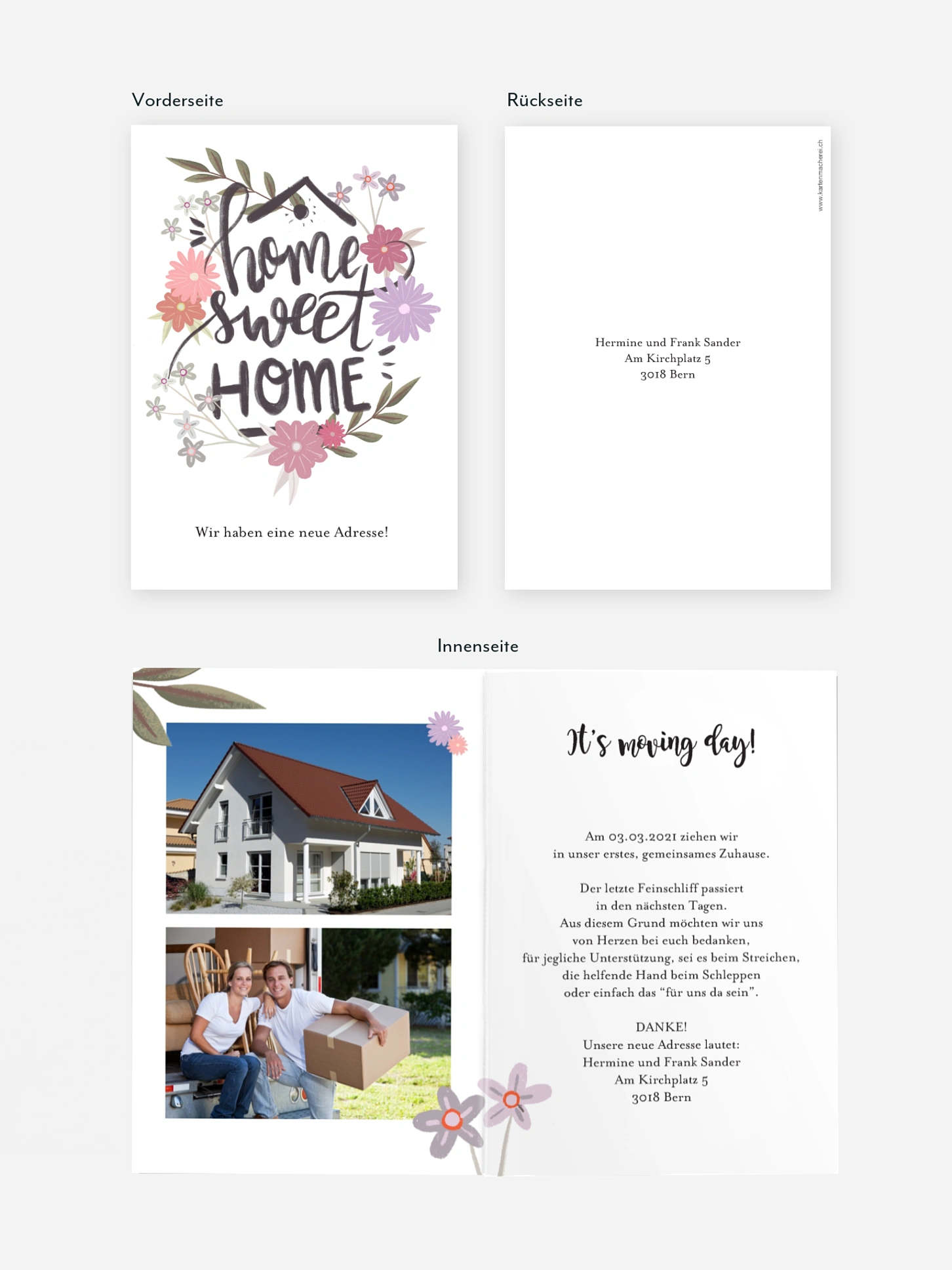 Umzugskarte Sweet Home