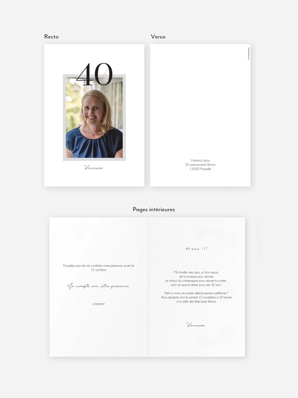 invitation anniversaire 40 Cadre sobre