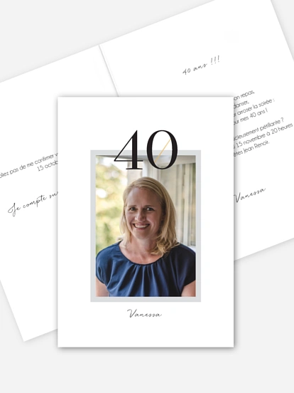 invitation anniversaire 40 Cadre sobre