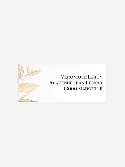 étiquette expéditeur anniversaire Golden Leaf