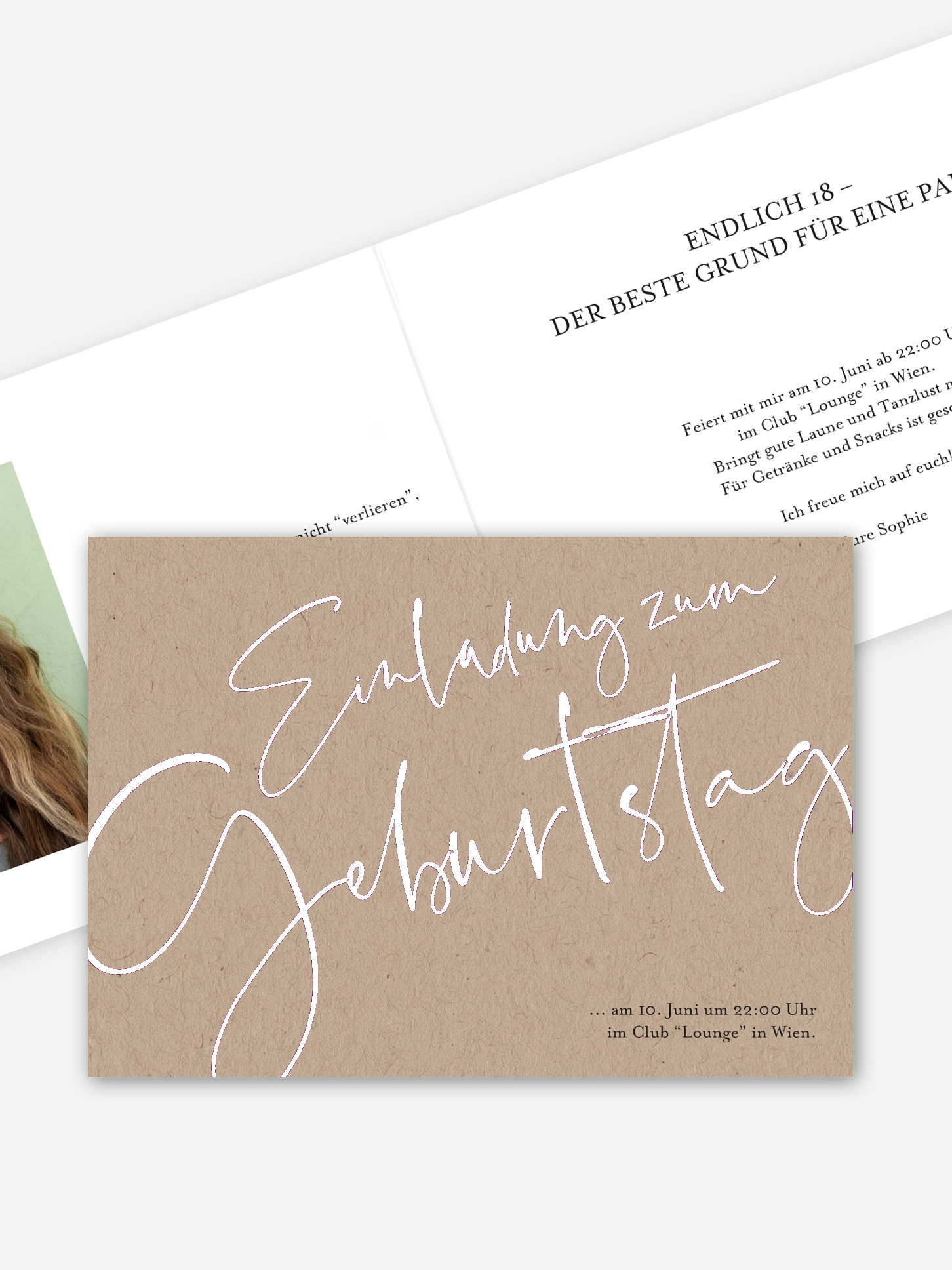 Einladung 18. Geburtstag Kalligraphie