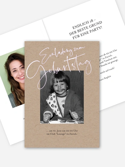 Einladung 18. Geburtstag Kalligraphie