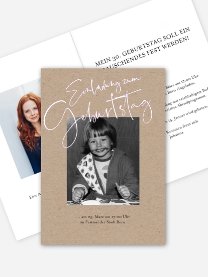 Einladung 30. Geburtstag Kalligraphie