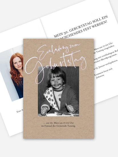 Einladung 30. Geburtstag Kalligraphie