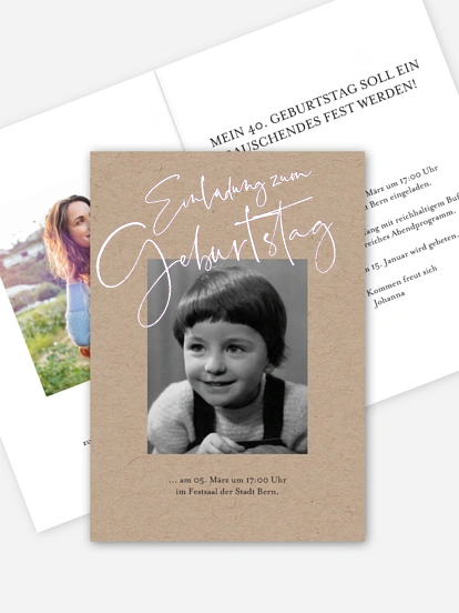 Einladung 40. Geburtstag Kalligraphie