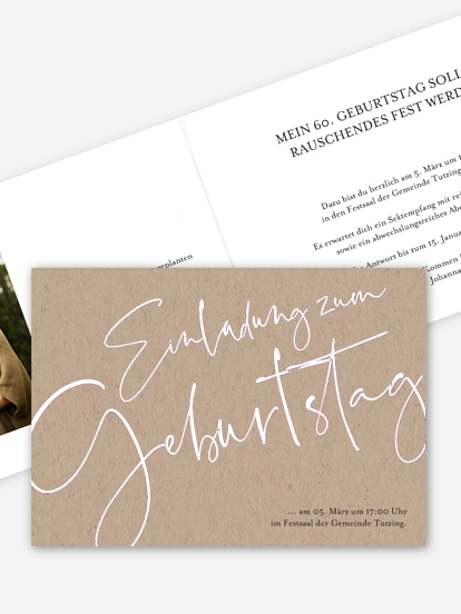 Einladung 60. Geburtstag Kalligraphie