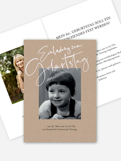 Einladung 60. Geburtstag Kalligraphie