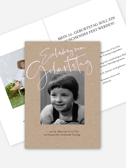 Einladung 70. Geburtstag Kalligraphie