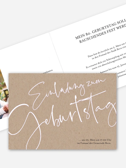 Einladung 80. Geburtstag Kalligraphie