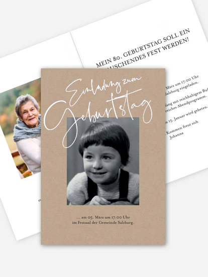 Einladung 80. Geburtstag Kalligraphie