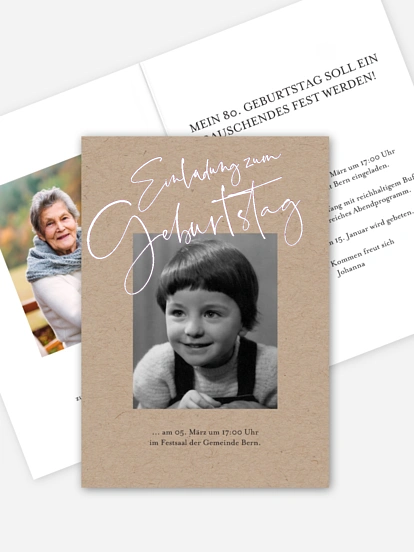 Einladung 80. Geburtstag Kalligraphie