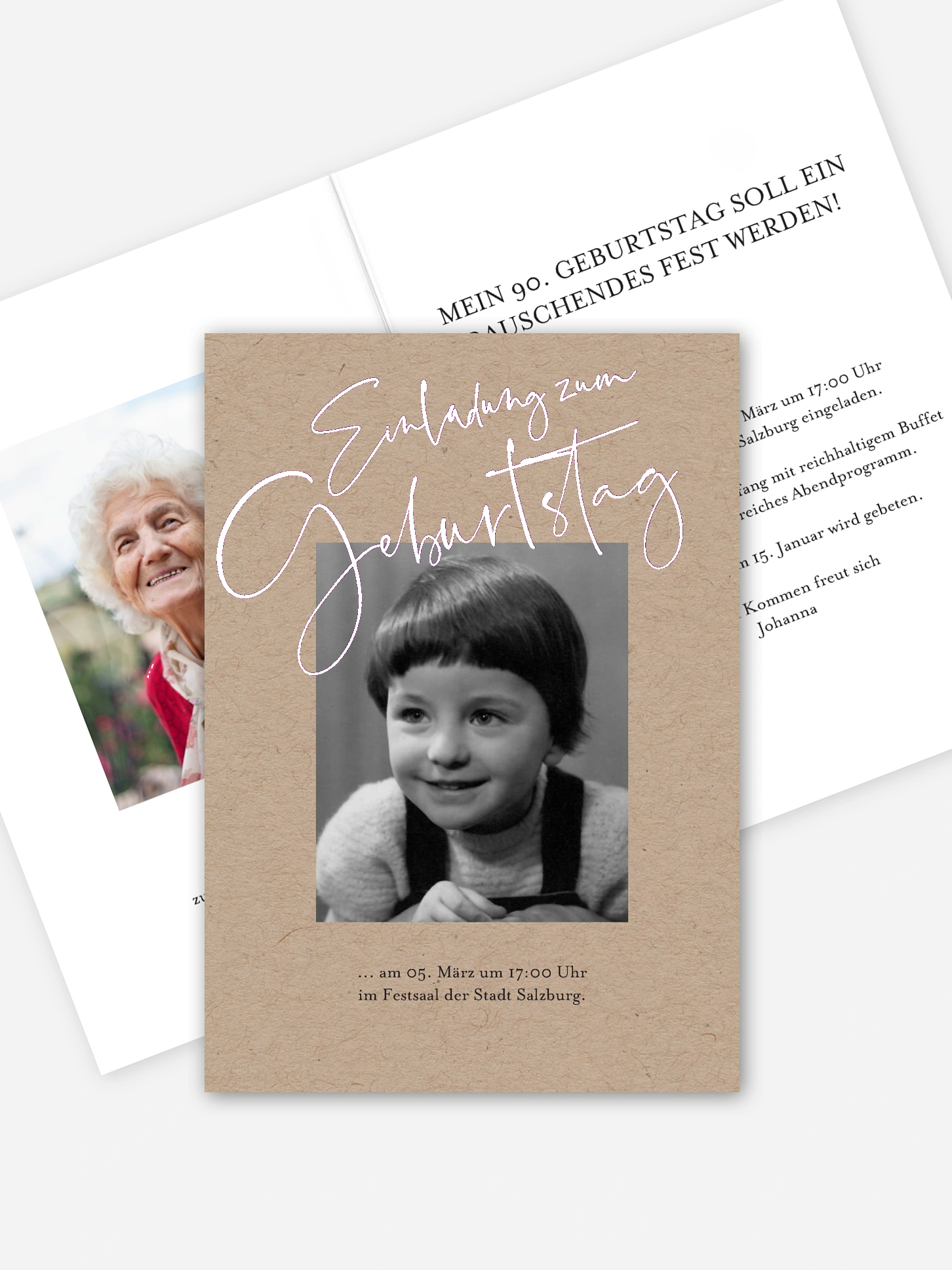 Einladung 90. Geburtstag Kalligraphie