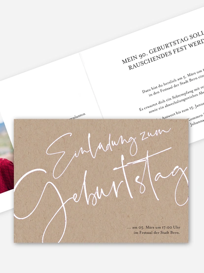 Einladung 90. Geburtstag Kalligraphie