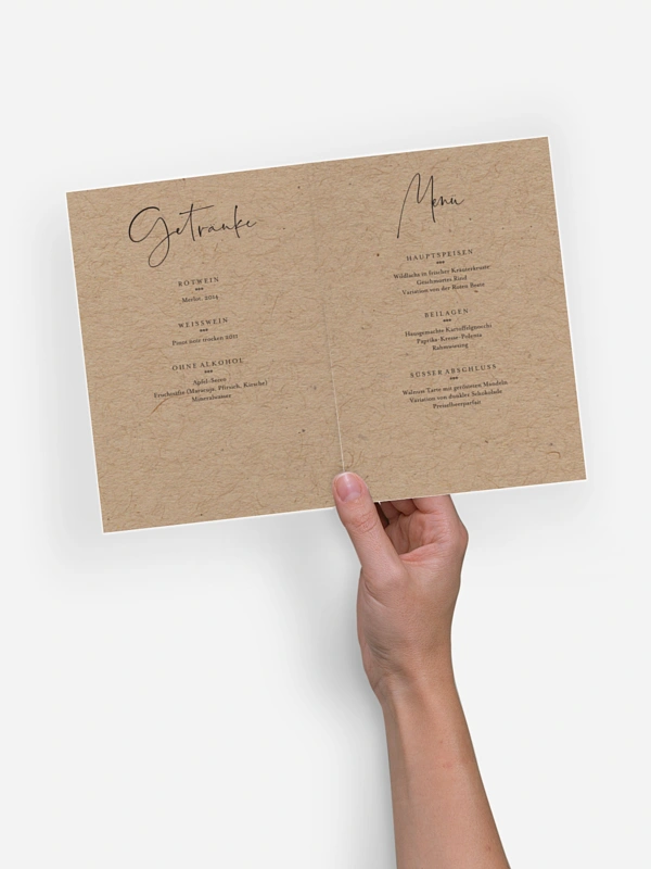 Menükarte Geburtstag Kalligraphie