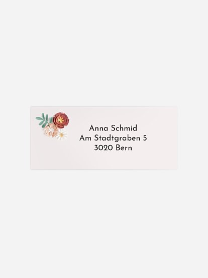 Absenderaufkleber Geburtstag Papierblumen