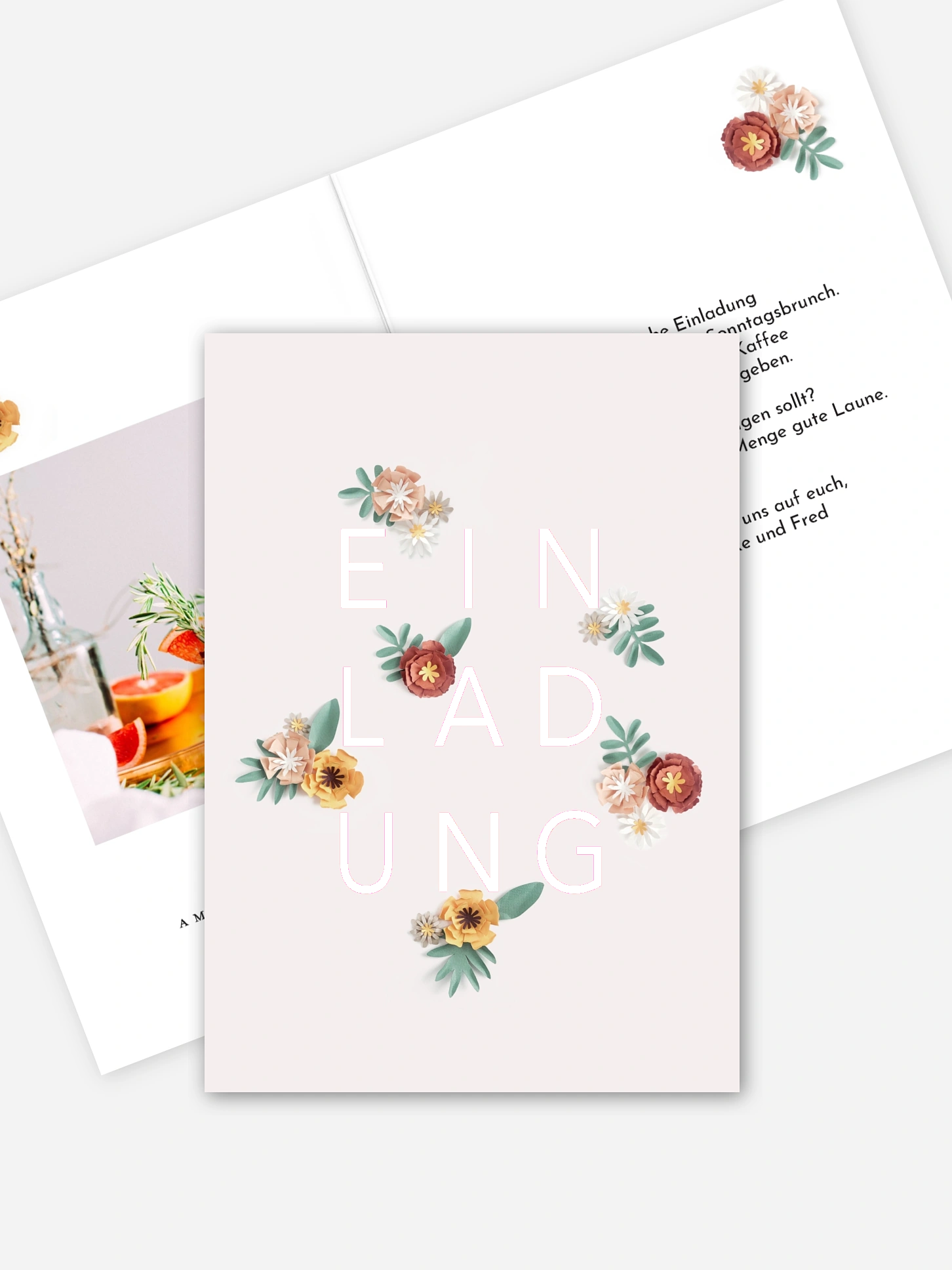 Partyeinladung Papierblumen