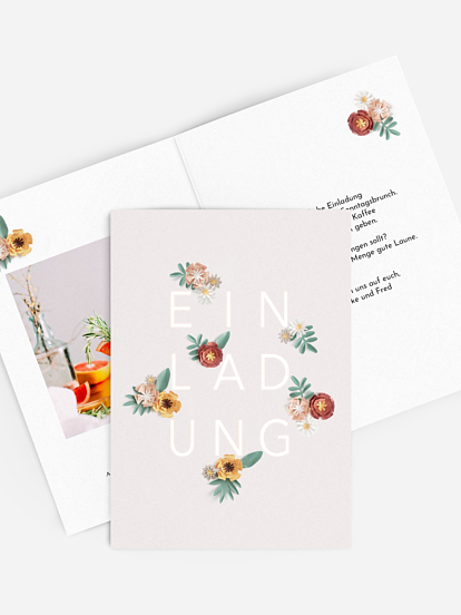 Partyeinladung Papierblumen