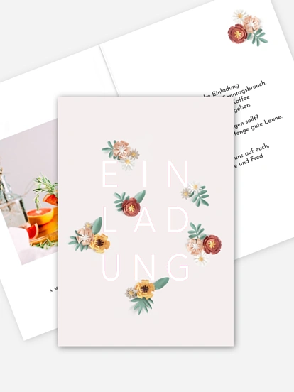 Partyeinladung Papierblumen