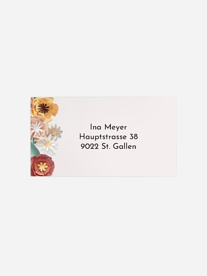 Empfängeraufkleber Geburtstag Papierblumen