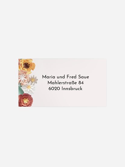 Empfängeraufkleber Party Papierblumen