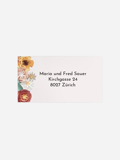 Empfängeraufkleber Party Papierblumen