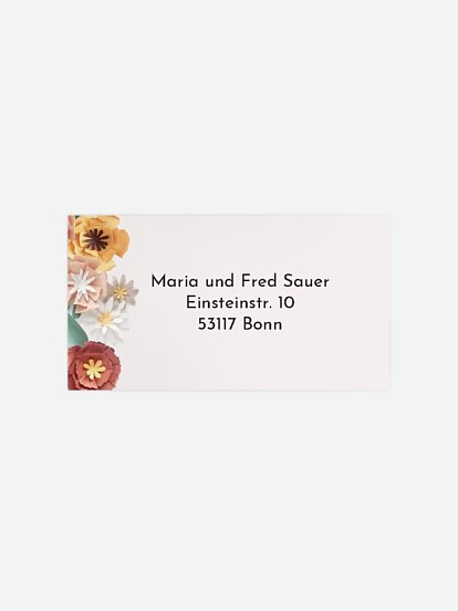 Empfängeraufkleber Party Papierblumen