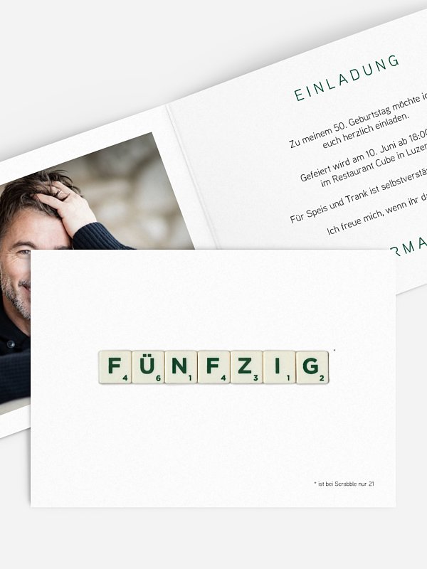 Einladung 50. Geburtstag Wortspiel