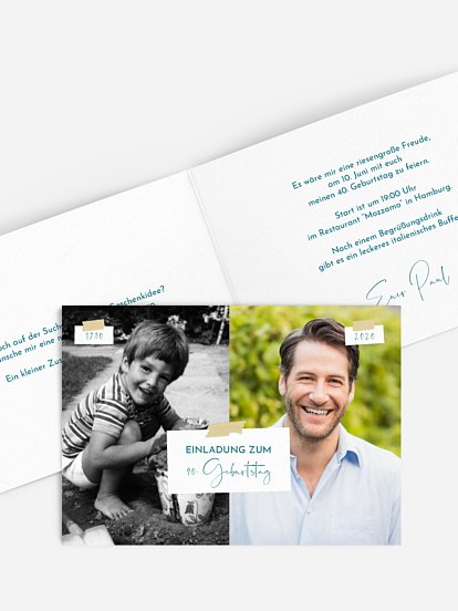 Einladung 40. Geburtstag Zeitreise