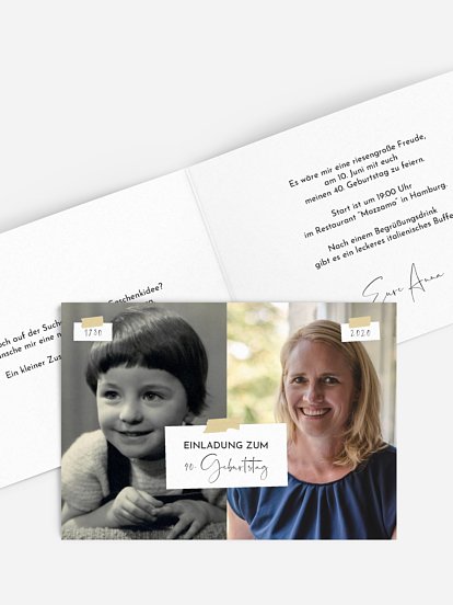 Einladung 40. Geburtstag Zeitreise