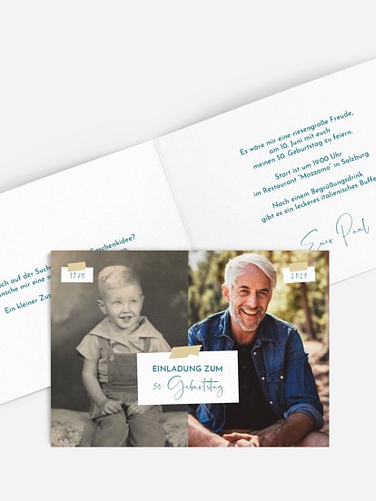 Einladung 50. Geburtstag Zeitreise