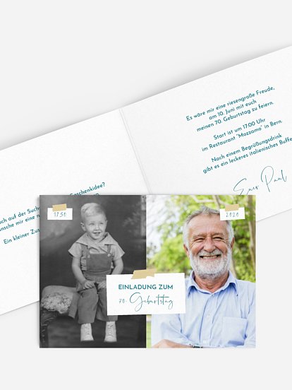 Einladung 70. Geburtstag Zeitreise