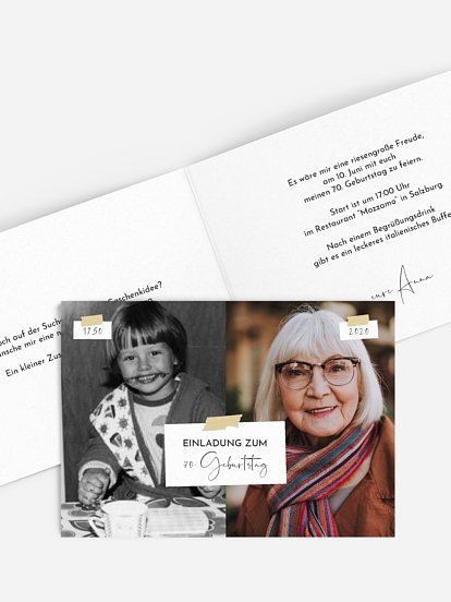 Einladung 70. Geburtstag Zeitreise