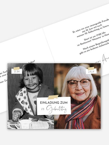 Einladung 70. Geburtstag Zeitreise