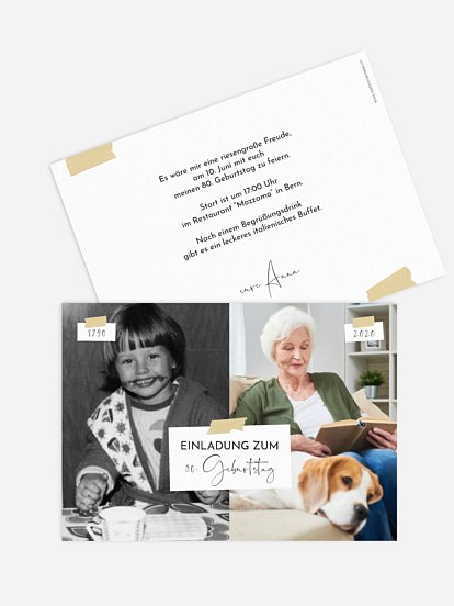 Einladung 80. Geburtstag Zeitreise