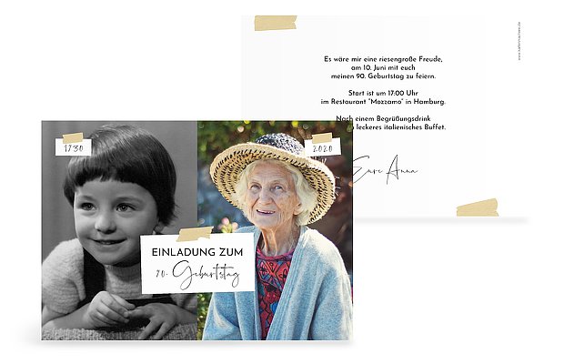 Einladung 90. Geburtstag Zeitreise