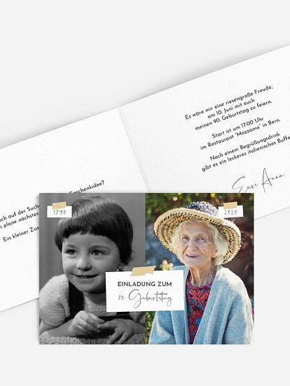 Einladung 90. Geburtstag Zeitreise