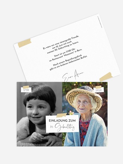 Einladung 90. Geburtstag Zeitreise