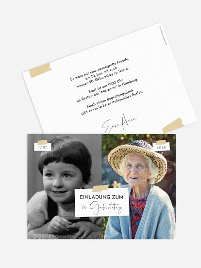 Einladung 90. Geburtstag Zeitreise