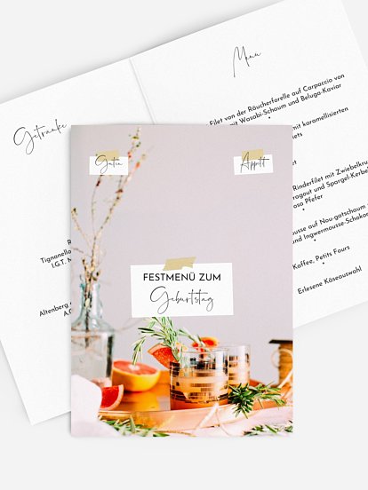 Menükarte Geburtstag Zeitreise